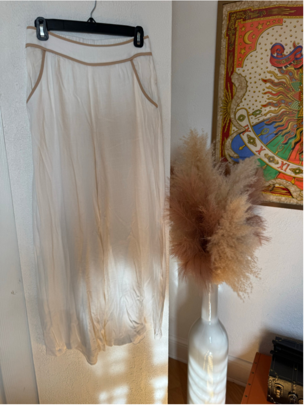 Women's Sienna Sky Wide Leg Pants ,Size M ,White Beige